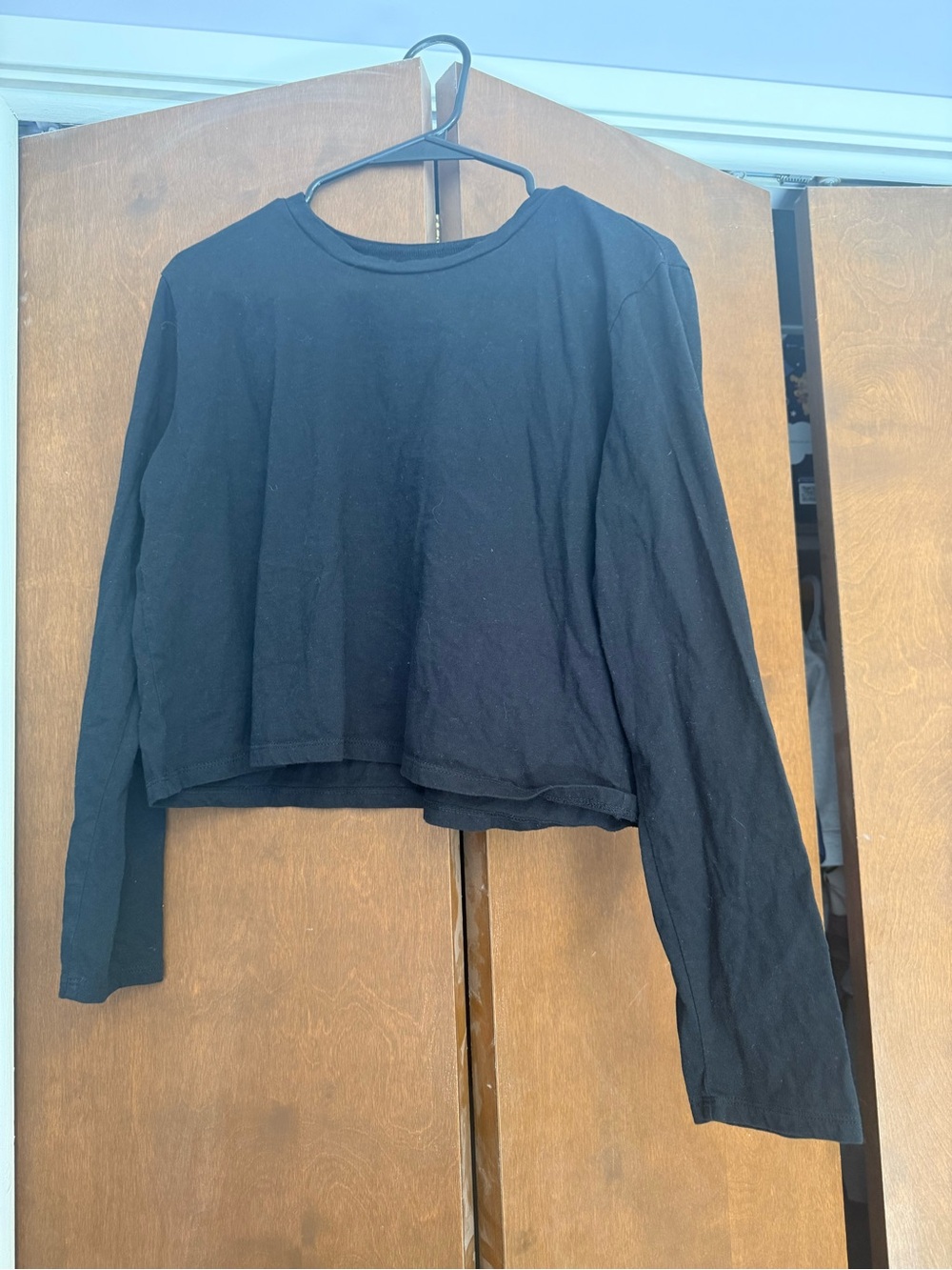wild fable Black Cropped Long-Sleeve Tee